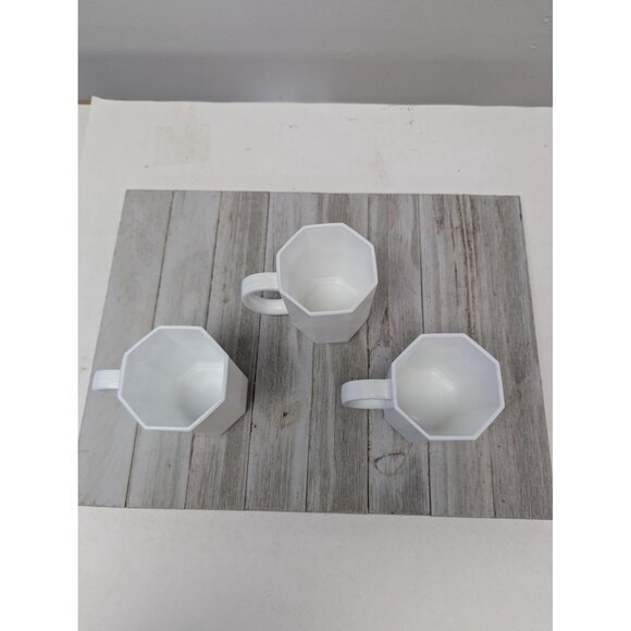 Set of 3 Arcoroc France Octime White Glass Octagon Mugs Coffee - Picture 2 of 5